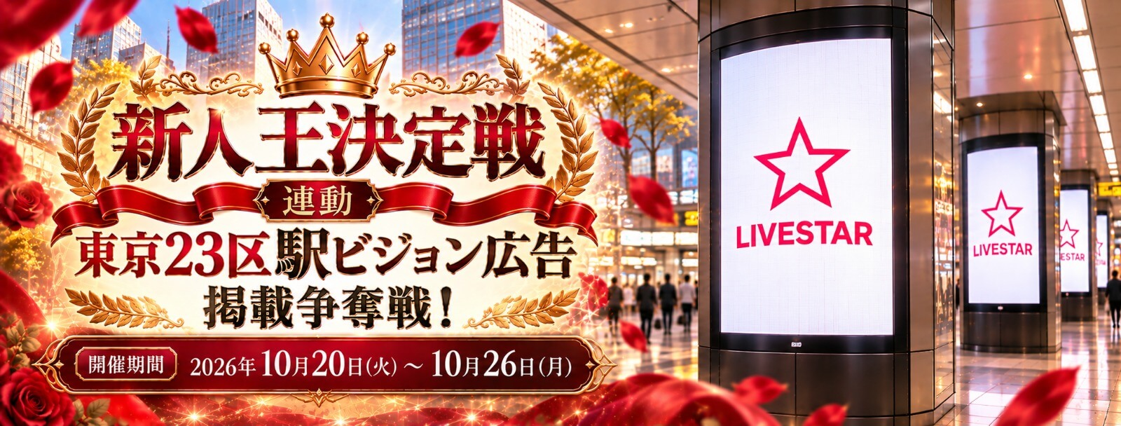 新人王決定戦連動！東京23区駅ビジョン広告掲載争奪戦！